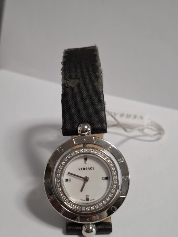 Versace - Eon Mother of Pearl Dial Black Leather Ladies Watch - Image 2