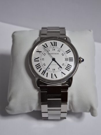 Cartier Ronde Solo de Cartier Silver Men's Leather Strap Watch - 3517