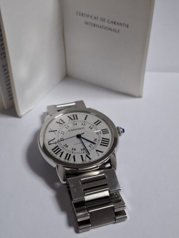 Cartier Ronde Solo de Cartier Silver Men's Leather Strap Watch - 3517 - Image 3