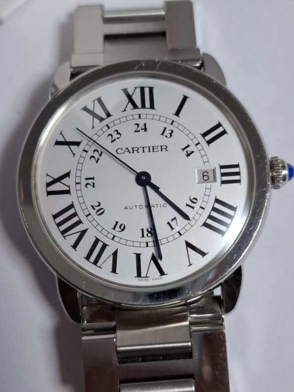 Cartier Ronde Solo de Cartier Silver Men's Leather Strap Watch - 3517 - Image 4