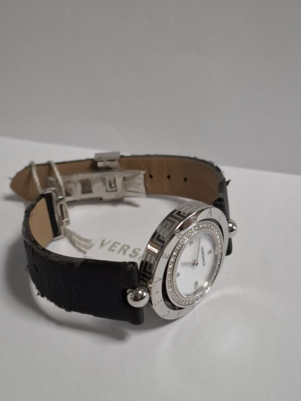 Versace - Eon Mother of Pearl Dial Black Leather Ladies Watch - Image 4