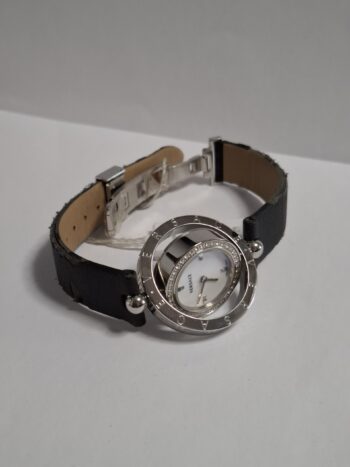 Versace - Eon Mother of Pearl Dial Black Leather Ladies Watch